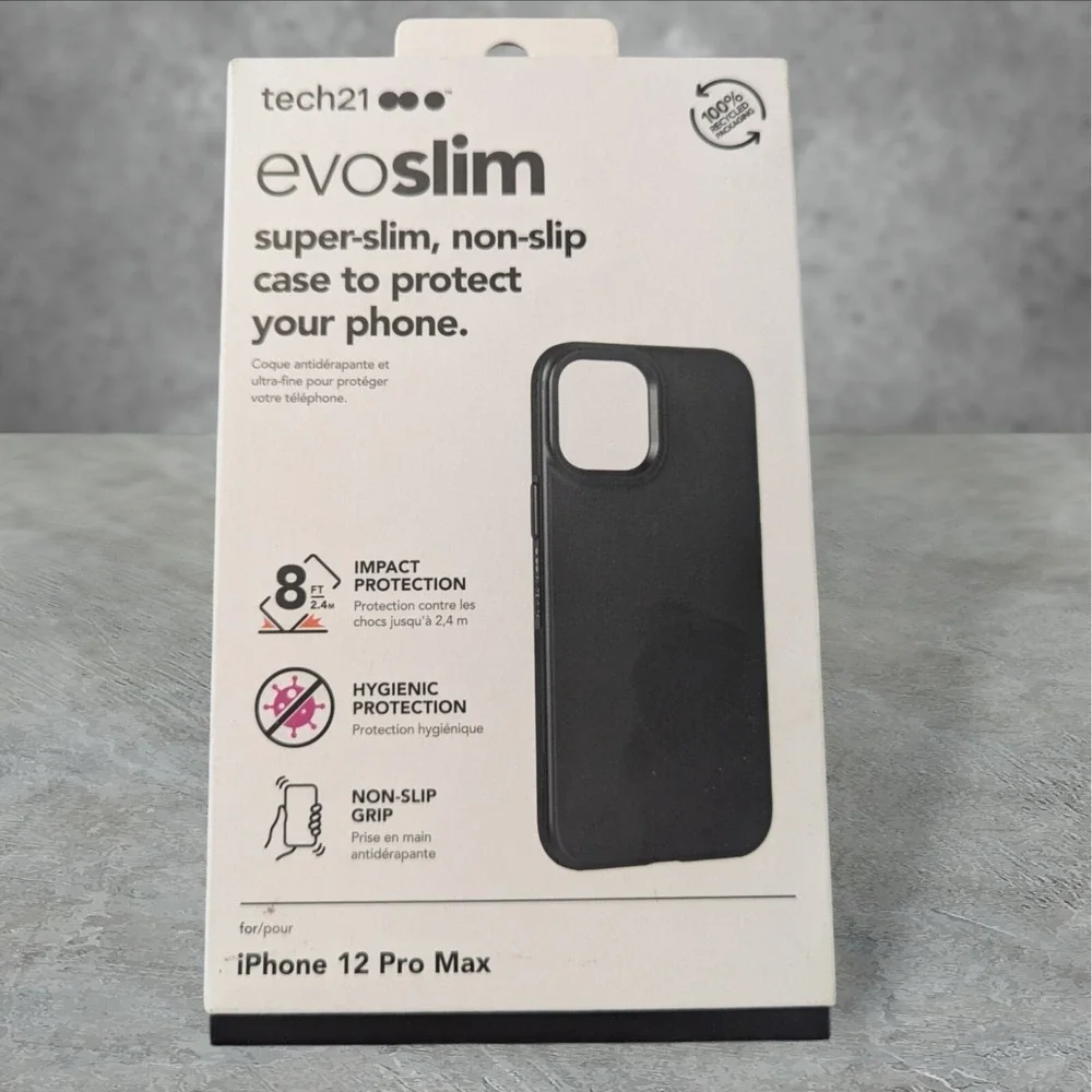 Y9. tech21 Evo Slim Case Apple iPhone 12‎ Pro Max In Black See Full Description